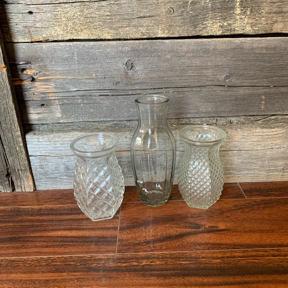 3 Assorted Glass Vases